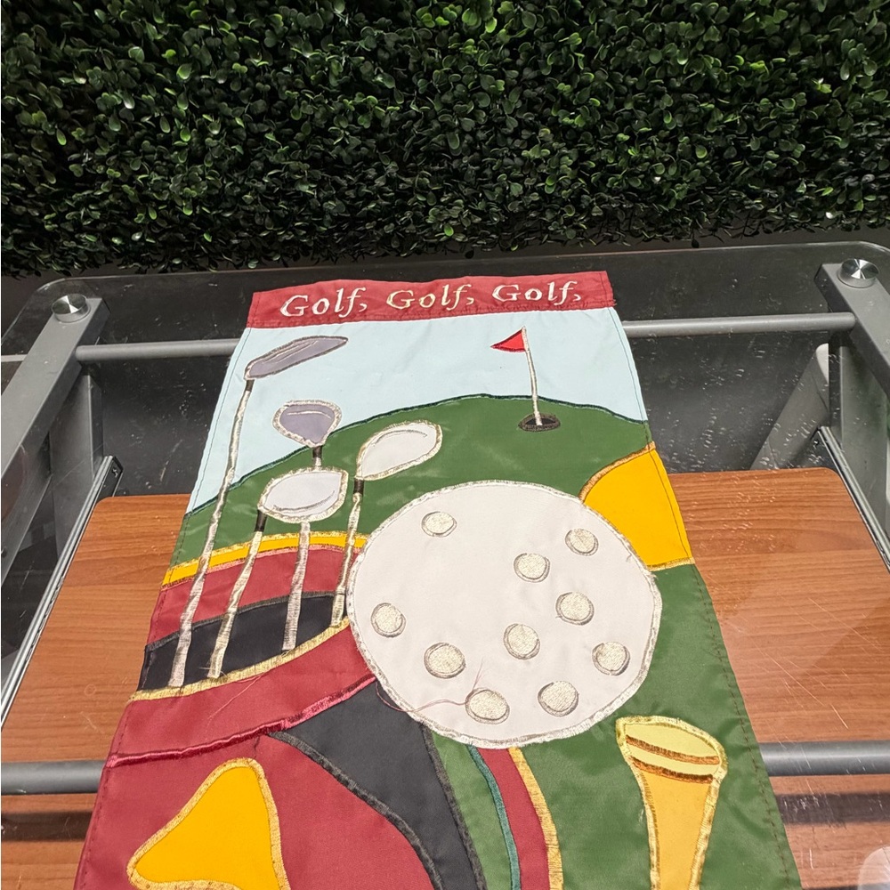 Source Unknown Golf Themed Tapestry with Multicolor Accents